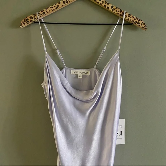 DRY GOODS | Lola Grace Lilac Silk Cami Lavender Haze Chemise Slip Dress NWT - Picture 3 of 5